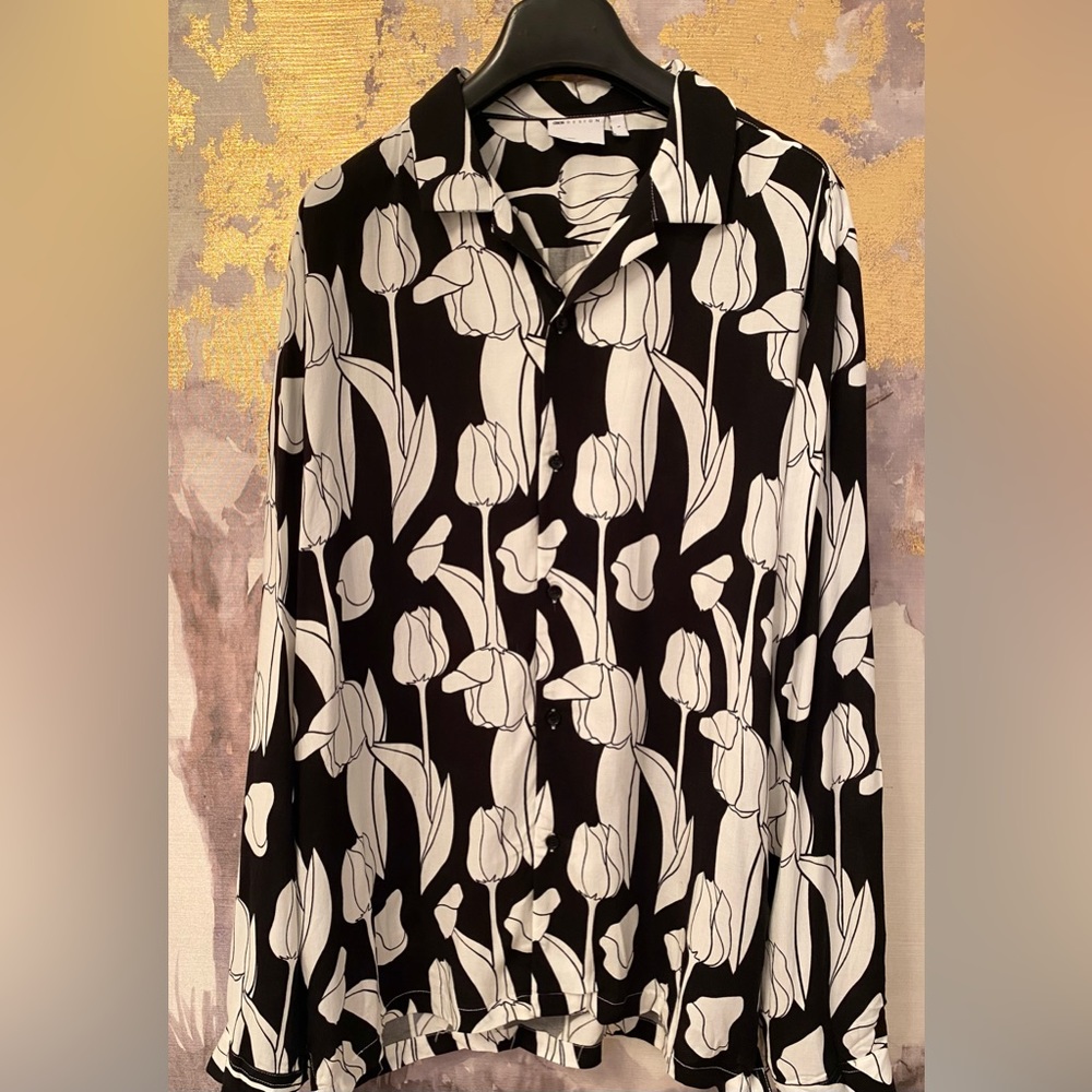 Black & White floral viscose shirt